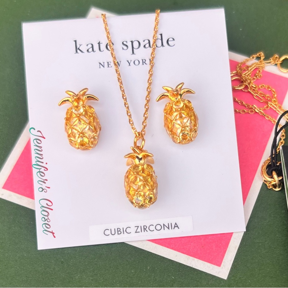 Kate Spade Cz Stud Earrings & Pendant Necklace Set / NWT